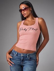 BABYPHAT Áo vest gân chi tiết đính đinh tán - Màu Hồng baby - Xem 5
