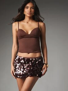 MISSGUIDED Large Paillette Sequin Mini Skirt With Mesh Base And Lace Waistband For Party Night Out Holiday Season - Multicolor - View 4