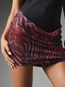 MISSGUIDED Strapless Bodycon Mini Dress With Mixed Animal Print Ruched Skirt Color Block Design Party Night Out Summer Festival - Multicolor - View 5