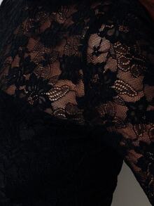 Pimkie Edition Women's Contrast Lace Long Sleeve Slim Fit Fashion Dress - Black - View 3