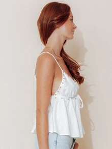 Pimkie Edition Women's Fashion Sexy Rivet Lace-Up Camisole Tank Top - White - View 6