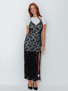 Pimkie Edition Women's French Sexy Fashion Front Slit Dress - Black and White - View 1