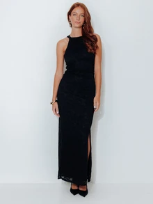 Pimkie Edition Summer Elegant Lace Slit Sleeveless Dress - Black - View 5