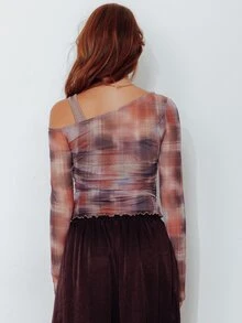 Pimkie Edition Women's Tie-Dye One Shoulder Long Sleeve Fitted Fashion Top - Multicolor - View 2