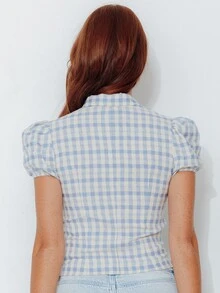 Pimkie Edition Women's Korean Style Versatile Plaid Button-Up Shirt Fashion - Multicolor - View 2