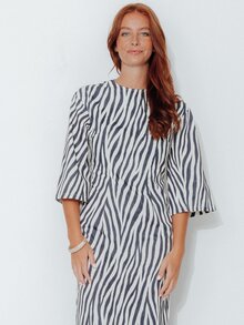 Pimkie Edition Fashionable Commuter Zebra Print Backless Dress - Black and White - View 7