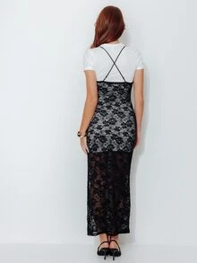 Pimkie Edition Women's French Sexy Fashion Front Slit Dress - Black and White - View 2