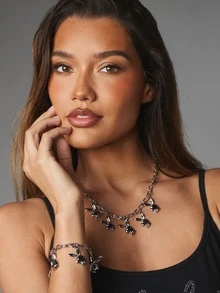 Missguided x Playboy Bunny Charm Bracelet Silver Chain Link Jewelry Statement Piece Party Holiday Gift Festive Accessory - Silver - View 2