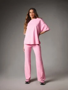 Missguided x Playboy Oversized Crew Neck Short Sleeve Graphic Back Logo Tee Casual Summer Everyday Pink T-Shirt - Pink - View 3