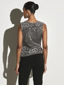 KSTM Paisley Print Sleeveless Tank Top With Crew Neck Side Ruching Fitted Silhouette All Over Print Casual Holiday Season Style - Multicolor - View 2