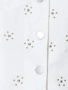 Pimkie Edition Women's Denim Top Studded Detail Sleeveless V Neck, Fitted Corset Style, Summer Wear - White - View 5