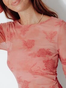 Pimkie Edition Atasan Wanita Motif Bunga untuk Pakaian Kasual Sehari-hari - Berwarna merah muda - View 4