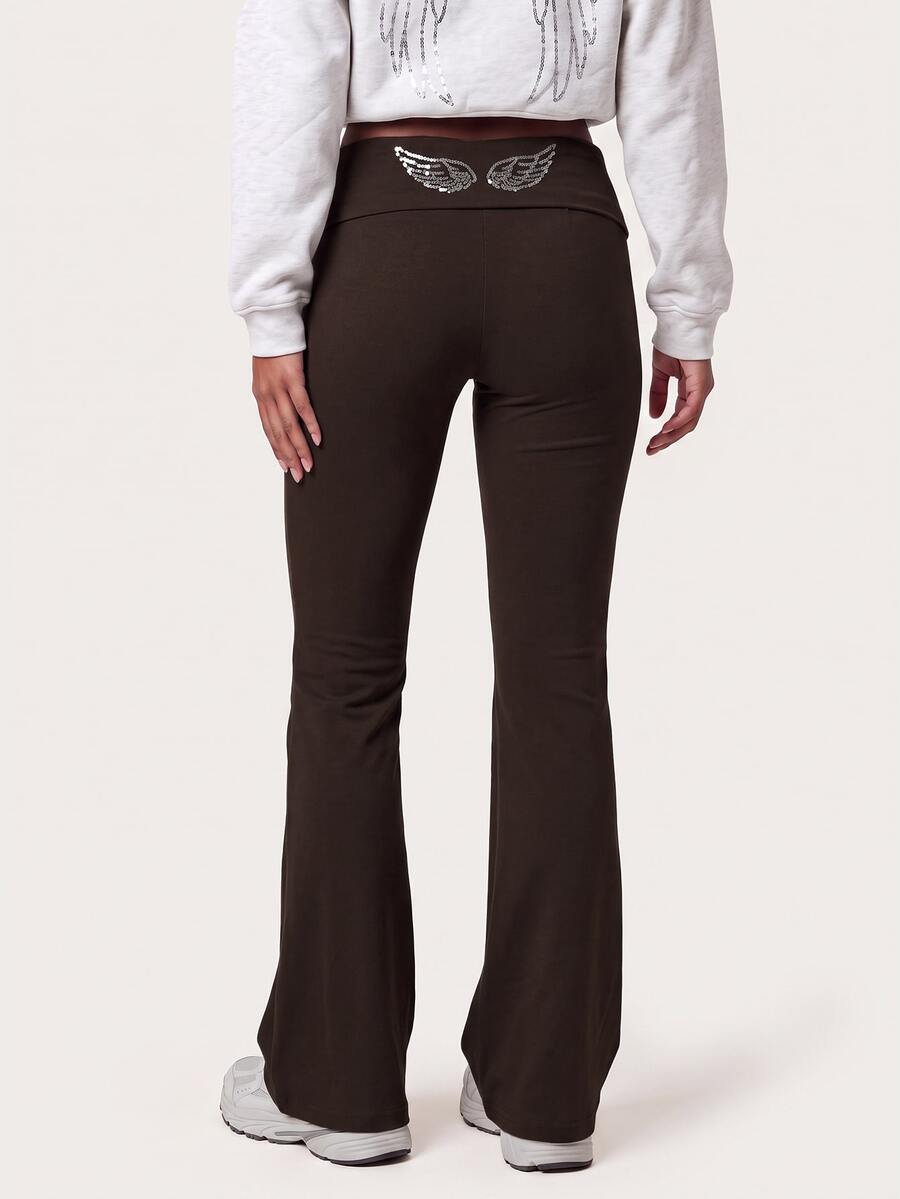 MISSGUIDED TEEN SM1-087 - SEQUIN WING ROLL OVER PANT - Chocolate Brown - View 1