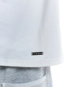 SUMWON Oversized Crew Neck Short Sleeve Solid Plain T-Shirt Relaxed Boxy Casual Everyday Summer Essential Top - White - View 5