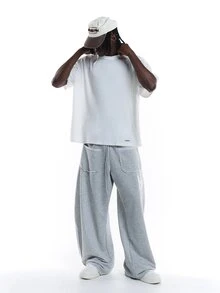 SUMWON Oversized Crew Neck Short Sleeve Solid Plain T-Shirt Relaxed Boxy Casual Everyday Summer Essential Top - White - View 3