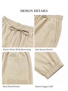 ELLERISSA Khaki Drawstring Elastic Waist Balloon Cargo Pants - Khaki - View 7
