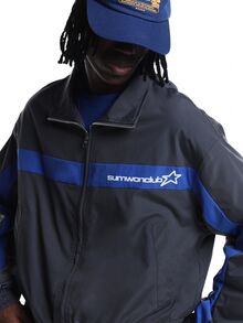 SUMWON Club Color Block Windbreaker Jacket With Full Zip Closure Ribbed Cuffs And Hem Star Logo Chest Print Oversized Fit - Multicolor - View 4