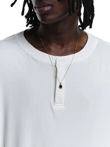 SUMWON Waffle Knit Henley Long Sleeve Crop Top With Button Placket Boxy Fit Casual Relaxed Tee Fall Winter Essential - White - View 4