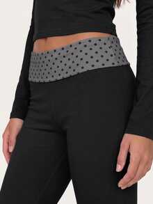 MISSGUIDED TEEN SM1-07 - POLKA DOT ROLL OVER TROUSER - Black - View 5