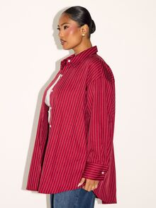 FASHION SZN PLUS SIZE Plus Size STRIPED SHIRT - Burgundy - View 6