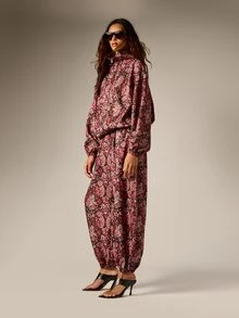AiiRZ Celana Harem Motif Paisley dengan Pinggang Elastis dan Pergelangan Kaki Manset Gaya Boho Longgar Santai Panjang Penuh untuk Musim Panas dan Festival - MultiWarna - View 4