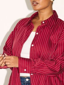 FASHION SZN PLUS SIZE Plus Size STRIPED SHIRT - Burgundy - View 4