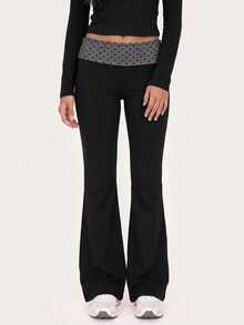 MISSGUIDED TEEN SM1-07 - POLKA DOT ROLL OVER TROUSER - Black - View 1