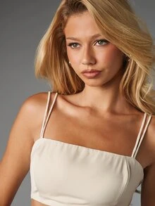 MISSGUIDED Square Neck Double Strap Bralette Crop Top With Open Back Design Ideal For Summer Festival And Vacation Looks Party - Apricot - View 5
