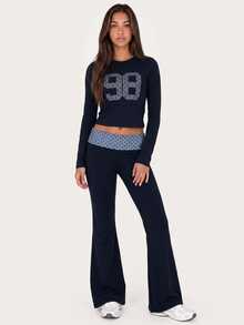 MISSGUIDED TEEN SM1-07 - POLKA DOT ROLL OVER TROUSER - Navy Blue - View 3