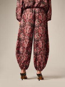 AiiRZ Celana Harem Motif Paisley dengan Pinggang Elastis dan Pergelangan Kaki Manset Gaya Boho Longgar Santai Panjang Penuh untuk Musim Panas dan Festival - MultiWarna - View 3