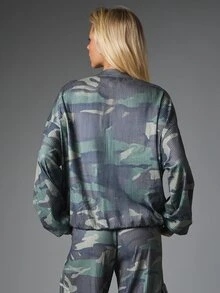 MISSGUIDED Oversized Waffle Knit Crew Neck Sweatshirt In Camo Print With Elasticated Hem And Long Sleeves Fall Winter Casual Style - Multicolor - View 2