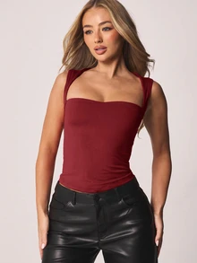 MISSGUIDED Women Sports Tees & Tanks - Burgundy - View 1