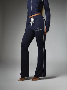 BABYPHAT Women's Drawstring Waist Letter Pattern Casual Daily Sweatpants - Royal Blue - View 1