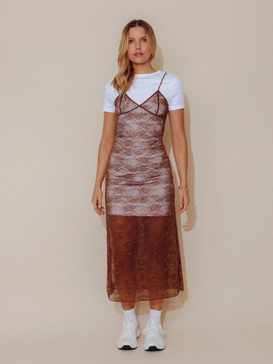 Pimkie Edition Women's Sexy Lace Cami Dress For Beach - Brown - View 1