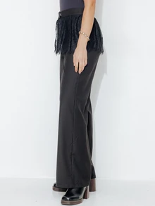 Pimkie Edition Women's Lace Patchwork Casual Versatile Daily Wear Long Pants - Black - View 3
