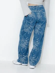 Pimkie Edition Women's Casual Versatile Daily Travel Denim Jeans With Pockets And Buttons - Blue - View 2