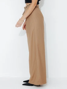 Pimkie Edition Women's Solid Color Casual Versatile Everyday Long Pants - Khaki - View 4