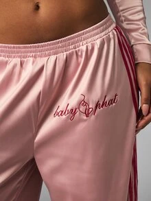 BABYPHAT SATIN PULL ON PANTS W LACE TRIM - Baby Pink - View 5