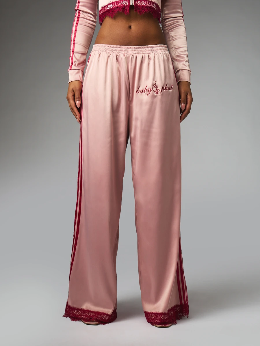 BABYPHAT SATIN PULL ON PANTS W LACE TRIM - Baby Pink - View 1
