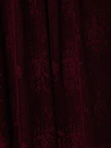 Pimkie Edition Women's Solid Color Round Neck Long Sleeve Lace Hem Elegant Dress - Burgundy - View 5
