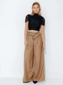 Pimkie Edition Women's Solid Color Casual Versatile Everyday Long Pants - Khaki - View 1