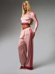 BABYPHAT SATIN PULL ON PANTS W LACE TRIM - Baby Pink - View 3