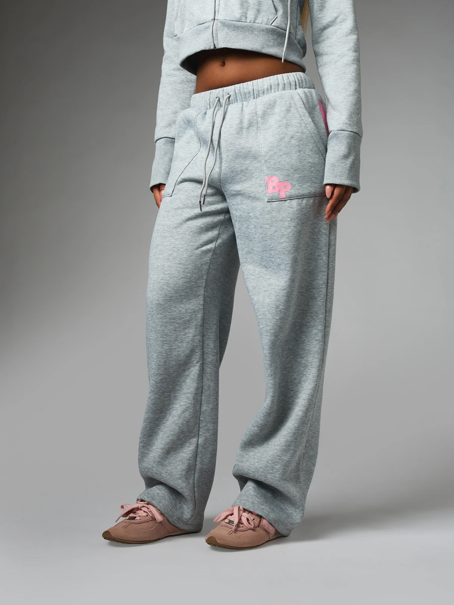 BABYPHAT Women's Letter Print Drawstring Waist Pocket Casual Sweatpants - Grey - View 1