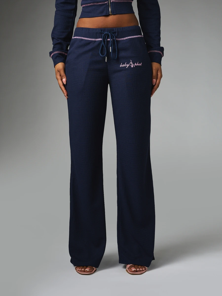 BABYPHAT Women's Letter Print Drawstring Waist Lounge Pants - Royal Blue - View 1