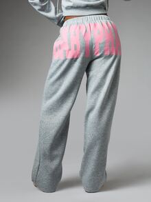 BABYPHAT Women's Letter Print Drawstring Waist Pocket Casual Sweatpants - Grey - View 2