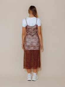 Pimkie Edition Women's Sexy Lace Cami Dress For Beach - Brown - View 2