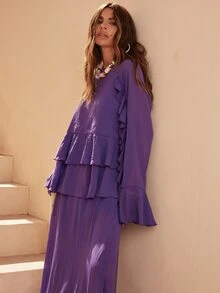 Dancing Leopard Rok Maxi Chiffon Ungu, Pakaian Liburan/Rekreasi - Purple - View 6