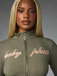 BABYPHAT ZIP THRU WITH SATIN APPLIQUE - Army Green - View 6