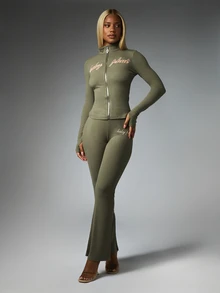 BABYPHAT ZIP THRU WITH SATIN APPLIQUE - Army Green - View 3