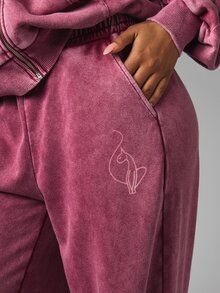 BABYPHAT Women's Casual Letter Print Pocket Loose Sweatpants - Burgundy - View 4